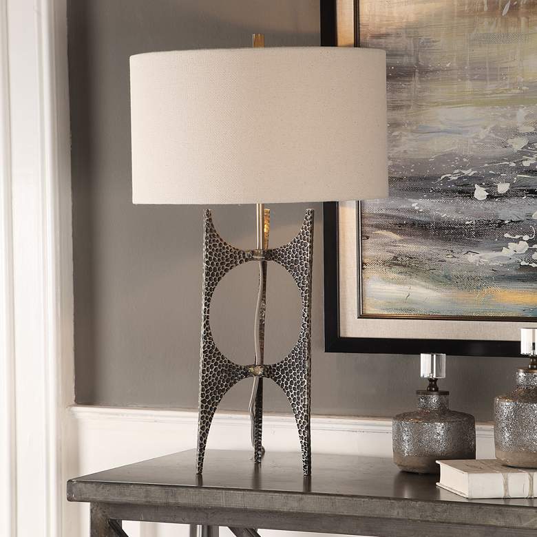 Goldia Antique Golden Bronze Hammered Table Lamp
