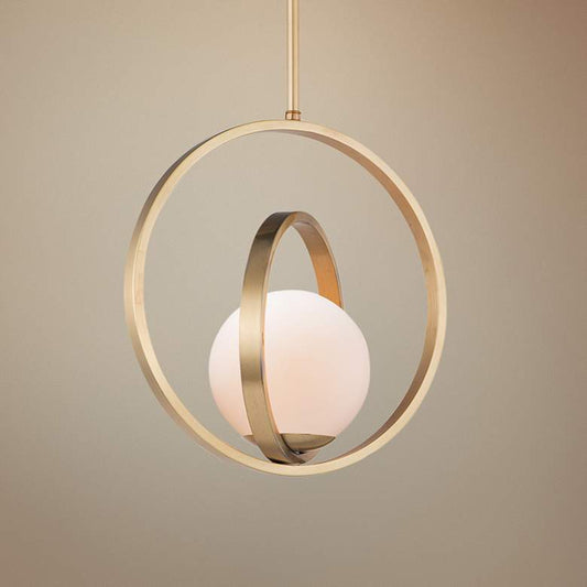 Maxim Coronet 12" Wide Satin Brass White Globe Orb Modern Mini Pendant