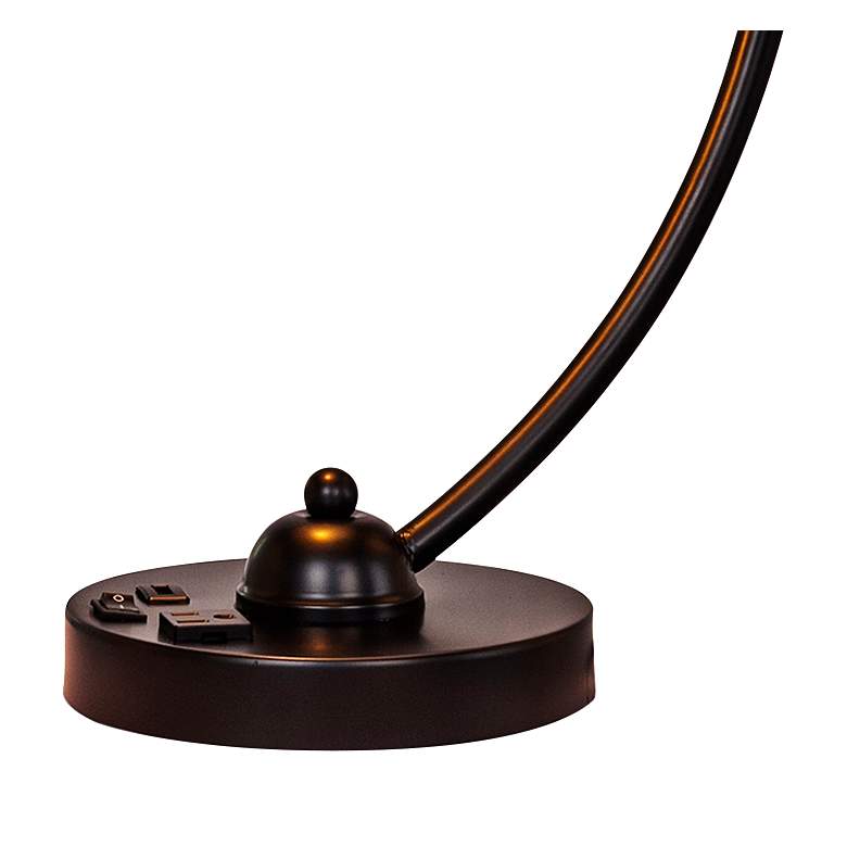 Arched Black Finish Outlet and USB Desk Lamp