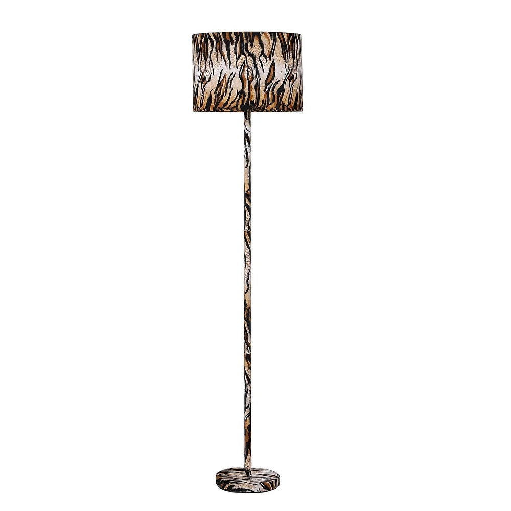 59" Mod Beige Black and Brown Faux Tiger Floor Lamp - Extra Large