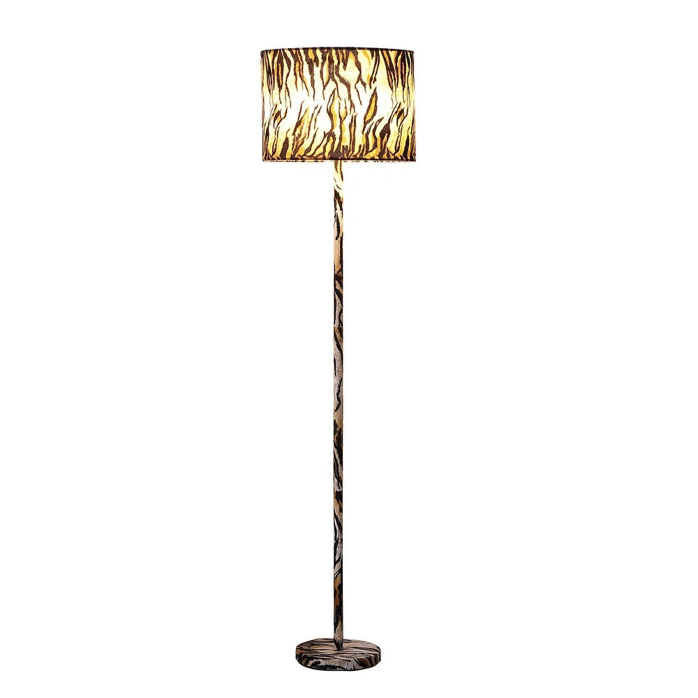 59" Mod Beige Black and Brown Faux Tiger Floor Lamp - Extra Large