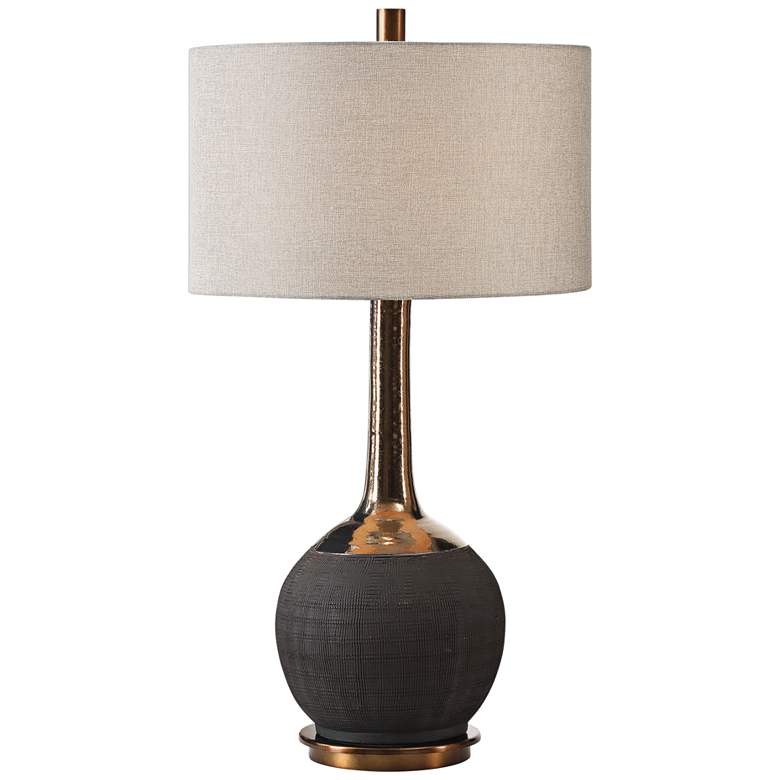 Arnav Textured Matte Black Ceramic Table Lamp