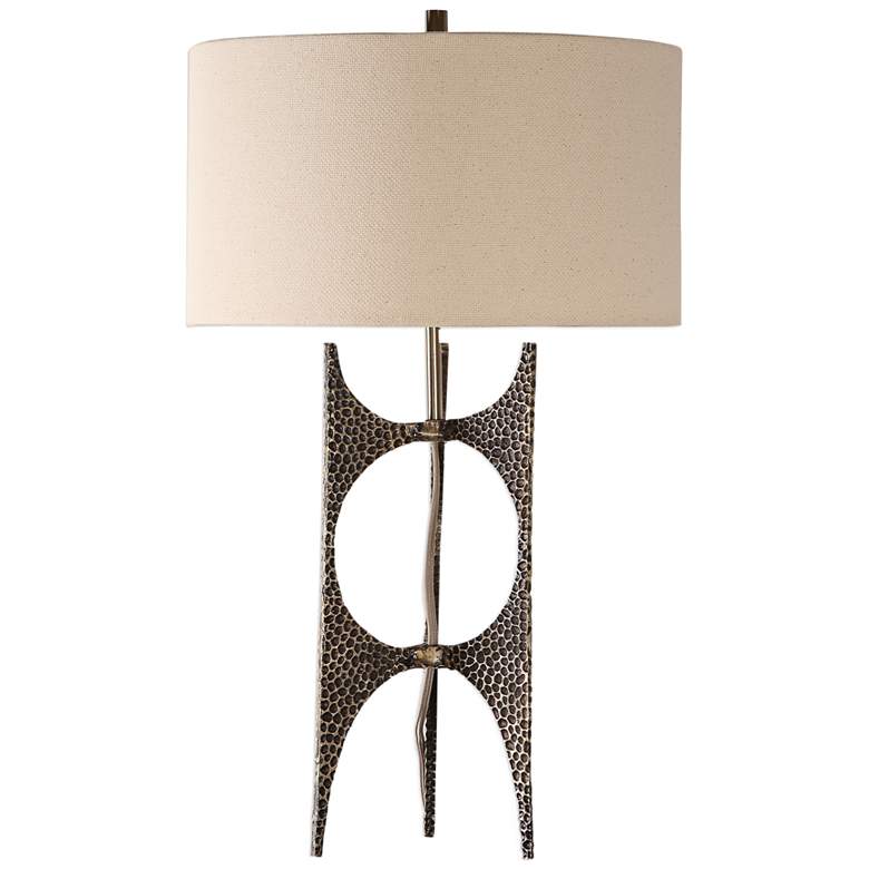 Goldia Antique Golden Bronze Hammered Table Lamp