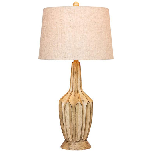 Fluted Genie Bottle Beige Table Lamp