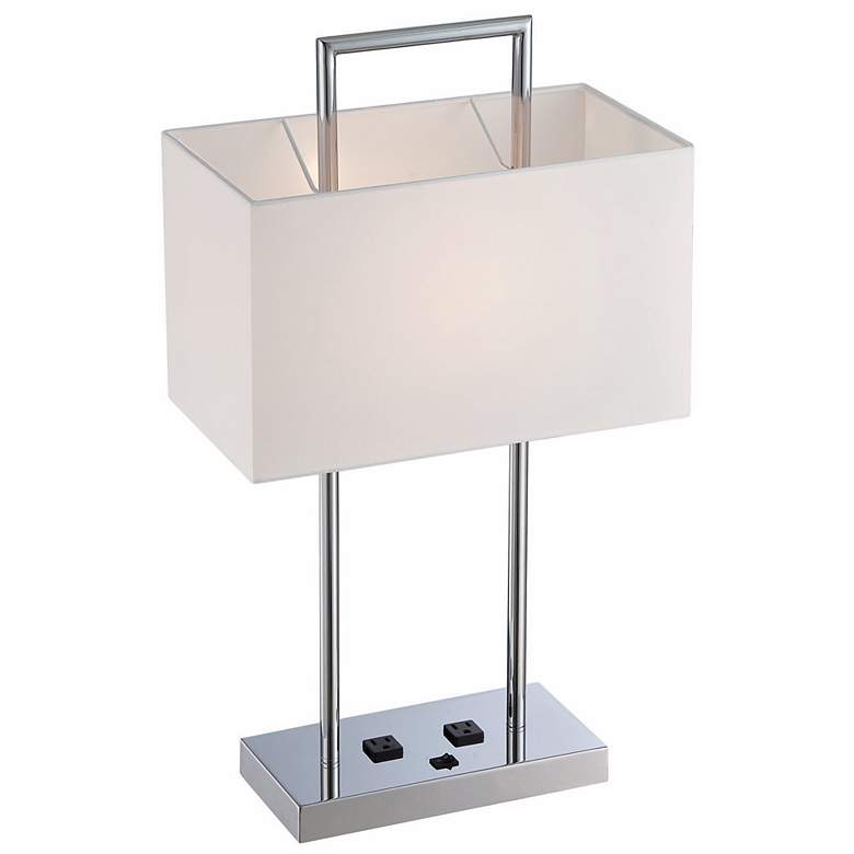 Lite Source Jaymes Chrome Desk Lamp with Outlets