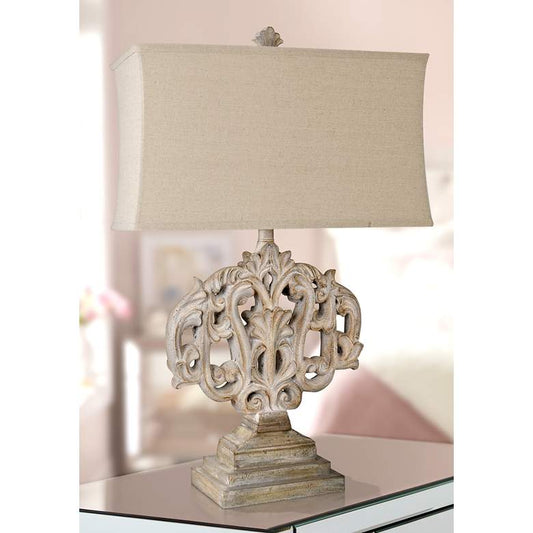 Crestview Collection Filigree Rustic White Gray Table Lamp