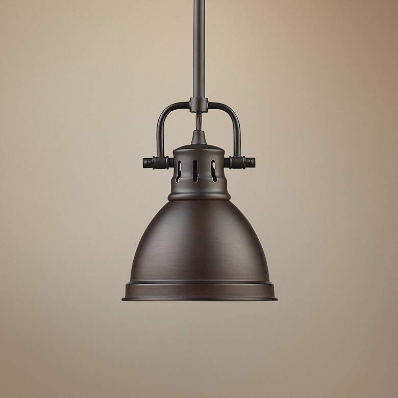 Duncan 6 1/2" Wide Rubbed Bronze Mini Pendant with Rod