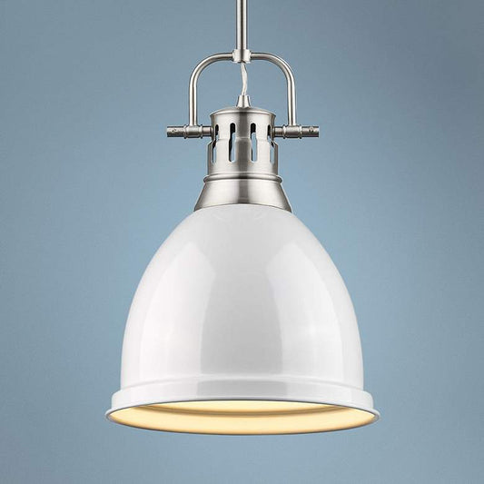 Duncan 9" Wide Pewter and White Mini Pendant with Rod