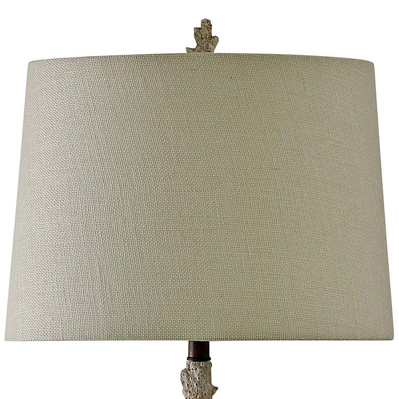 Lakeport Distressed White Coral Table Lamp with White Shade