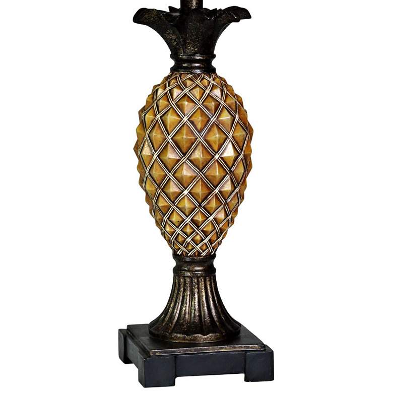 Pineapple Textured Brown Table Lamp with Beige Fabric Shade