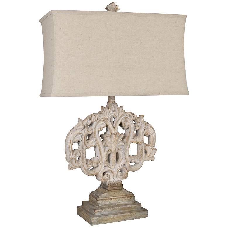 Crestview Collection Filigree Rustic White Gray Table Lamp