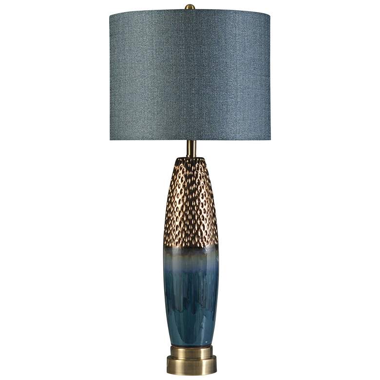 Bedford Blue and Copper Finish Modern Steel and Ceramic Table Lamp