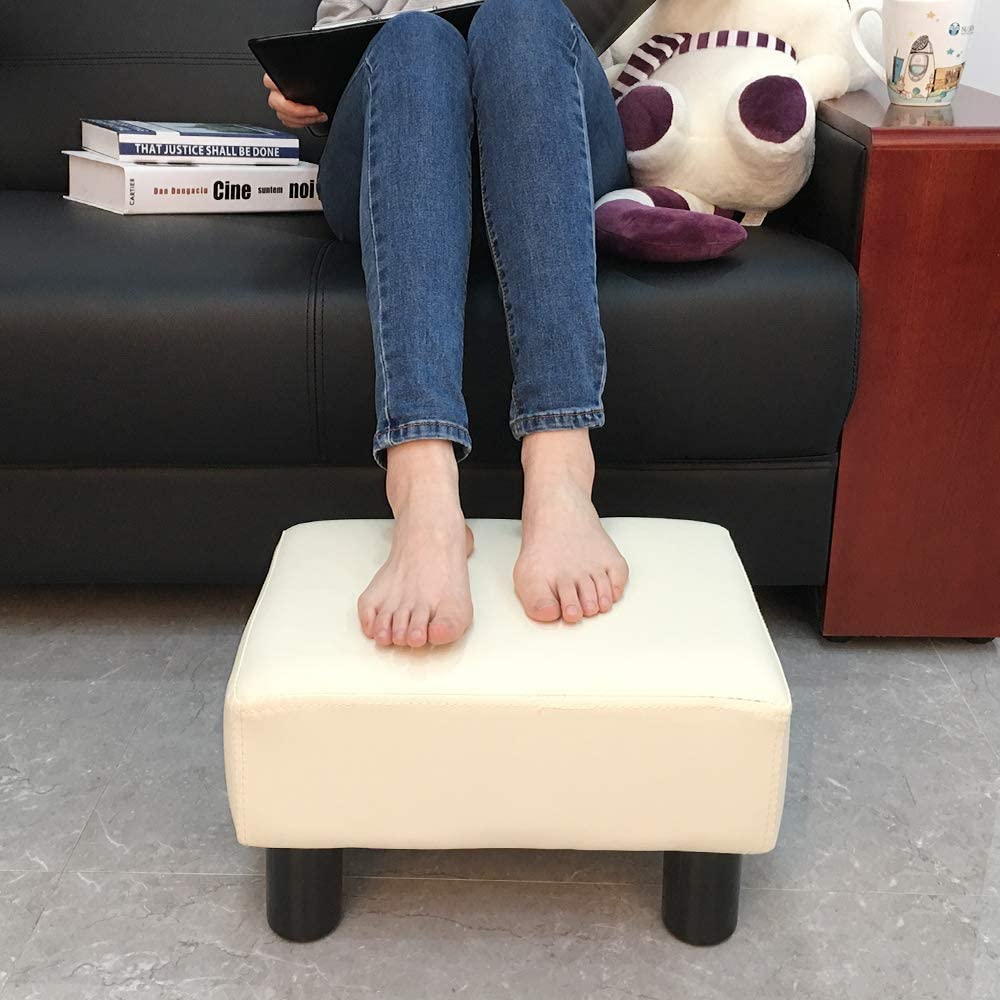 6 Small Footstool PU Leather Ottoman Footrest Modern Home Rectangular –  Modern Rugs and Decor