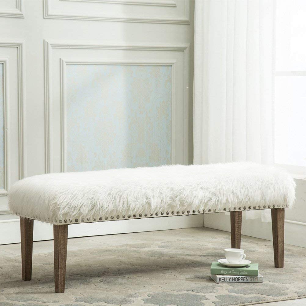 Ottoman Bench Upholstered Bench for Bedroom/Entryway/Hallway/Living Room