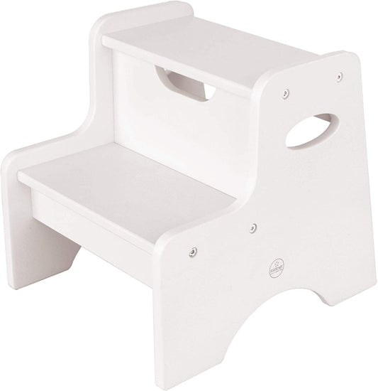 Wooden Two Step Children's Stool with HandlesWhite