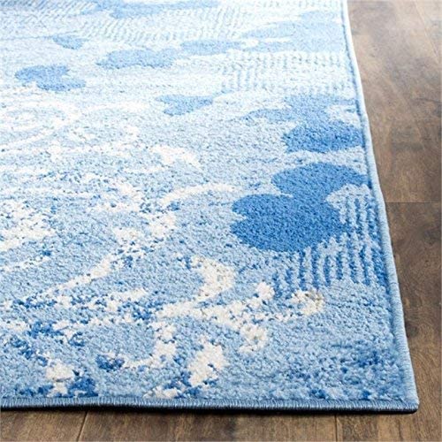 Light Blue and Dark Blue Contemporary Chic Damask Soft Area Rug