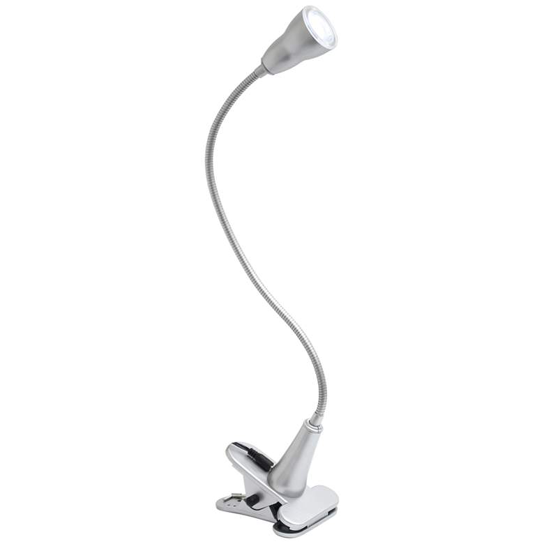 Simple Designs Silver Gooseneck LED Clip Light Desk Lamp