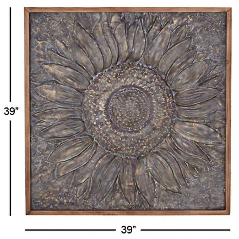Sunflower 39" Square Sunburst Metal Framed Wall Art