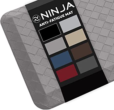 Ninja Brand Premium Floor Comfort Mat, Ergonomically Engineered, Extra Support Floor Pad, Commercial Grade Rug for Kitchen, Gaming, Office Standing Desk Mats, 17x24 Inches, Jet Black