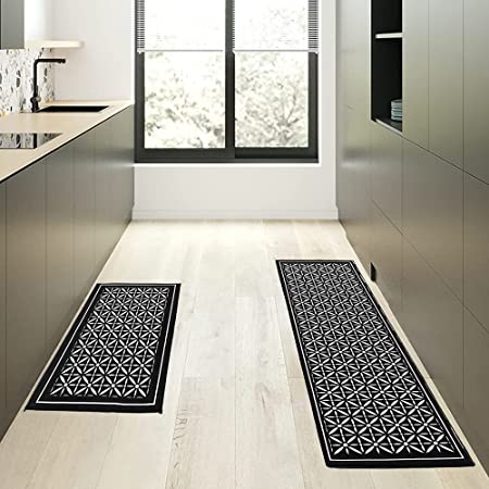 Kitchen Mat Set 2 PCS Non-Slip Runner Rugs Doormat Indian Mandala