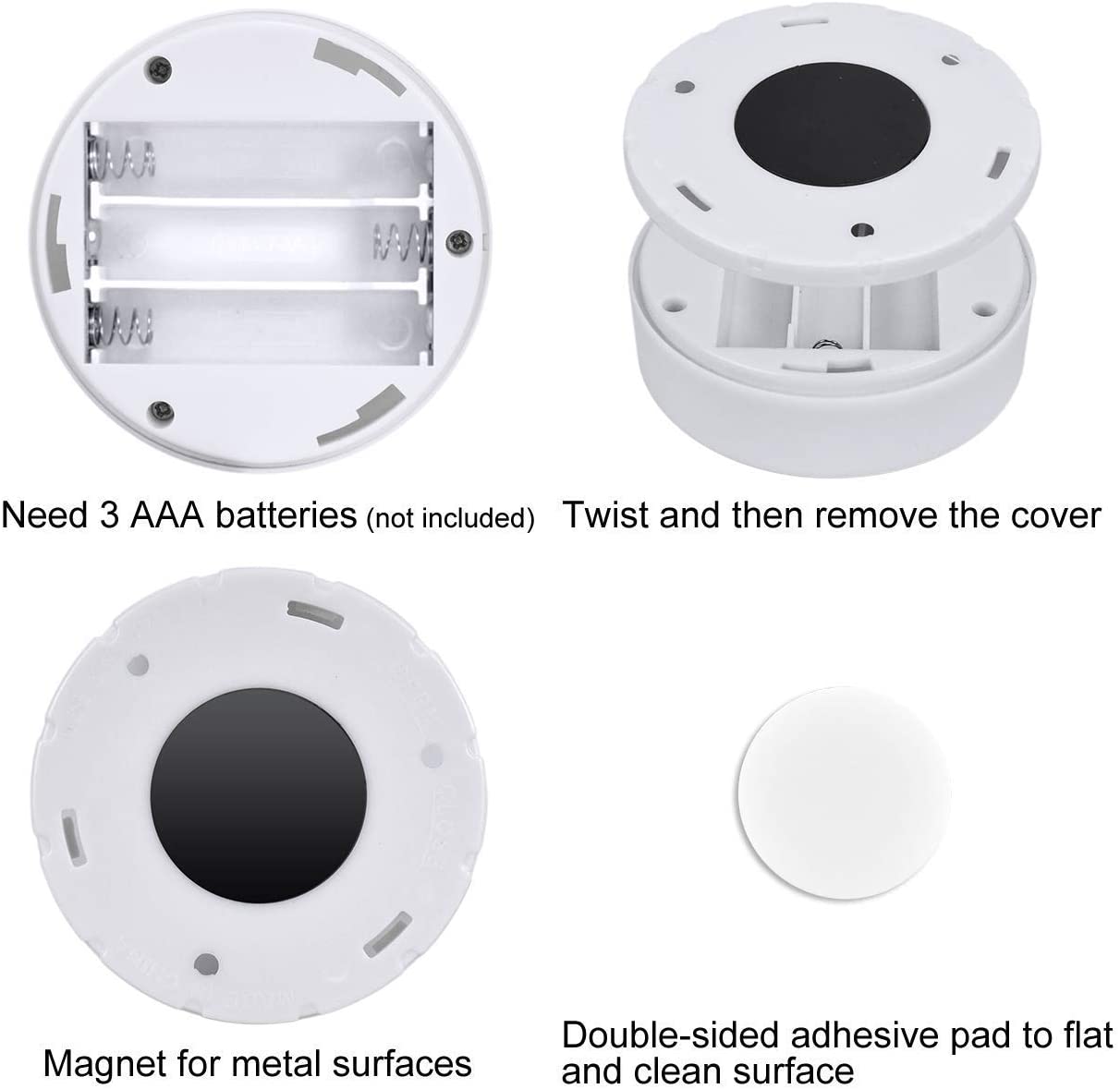 3Packs Motion Sensor Light Indoor,LED Closet Lights,Night Light Battery Powered (Cool White)