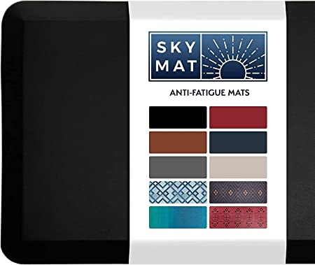 Sky Solutions Anti Fatigue Mat - 3/4" Cushioned Kitchen Rug and Standing Desk Mat & Garage - Non Slip, Waterproof and Stain Resistant (20" x 39", Black)