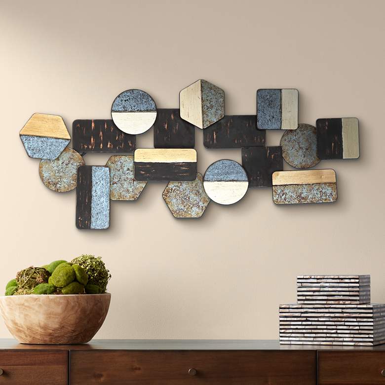 Sparks and Disks 39 1/4" Wide Industrial Metal Wall Art