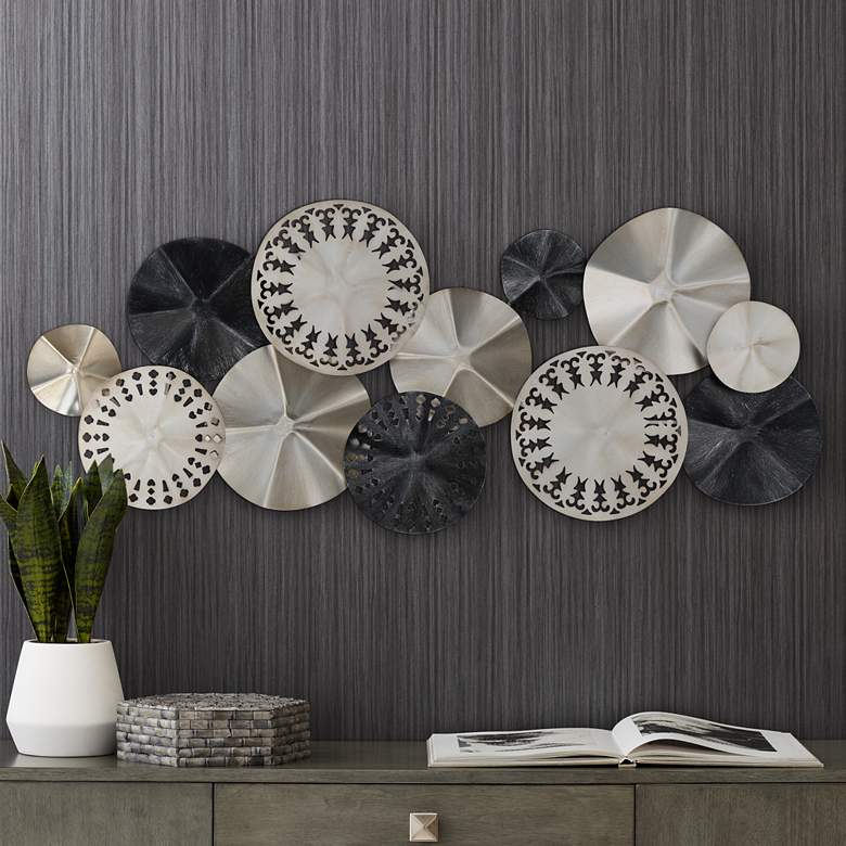 Sparks and Disks 39 1/4" Wide Industrial Metal Wall Art