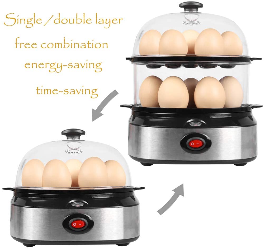 Electric Egg Cooker Rapid Boiler Poacher Maker 14 Egg Large Capacity Eggs Steamer Automatic Shut Off White, Size: 14 Eggs
