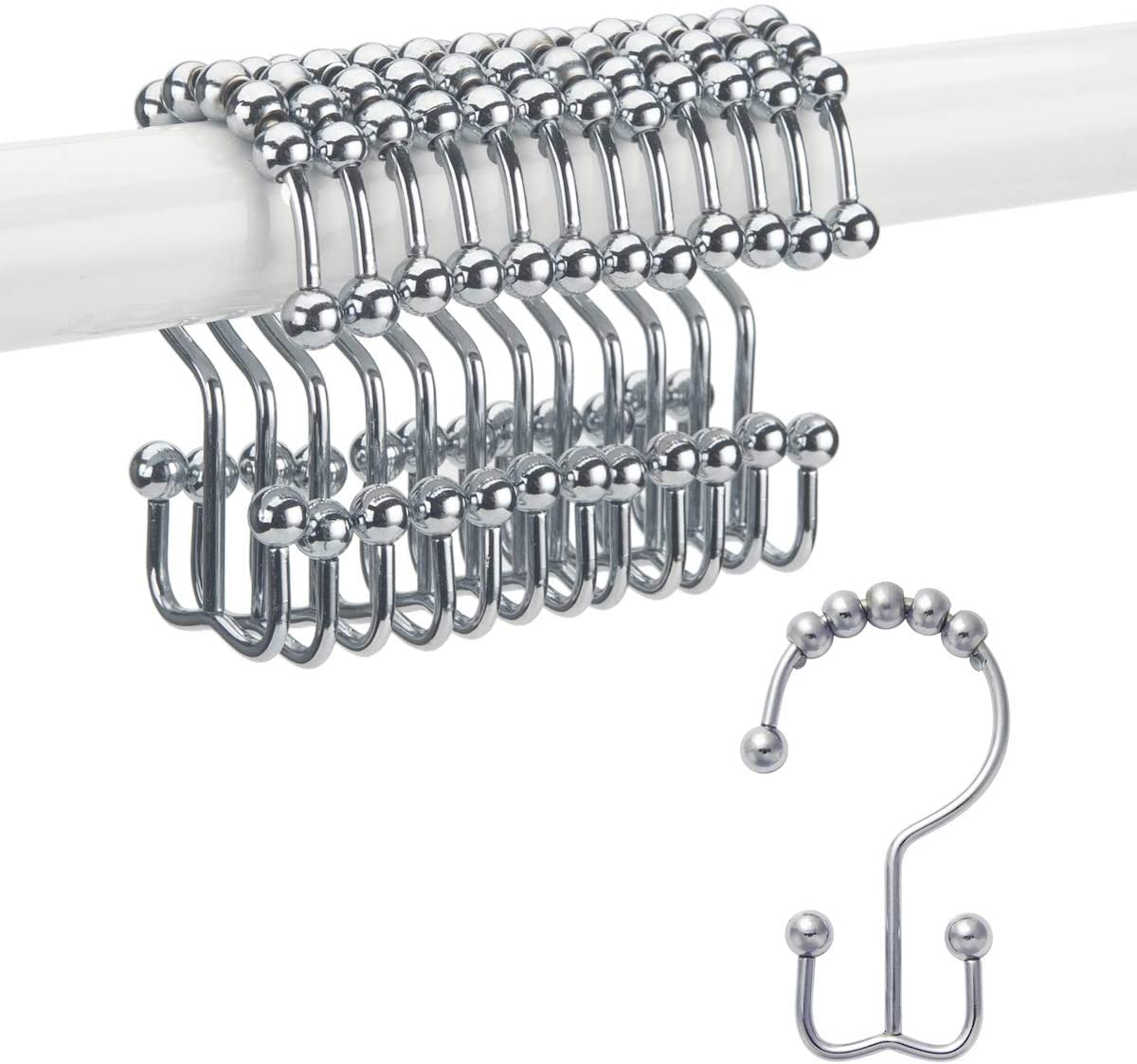 Buy Titanker Shower Curtain Hooks Rings, Rust-Resistant Metal Double Glide  Shower Hooks for Bathroom Shower Rods Curtains, Set of 12 Hooks - Chrome  Online at Low Prices in India - Amazon.in