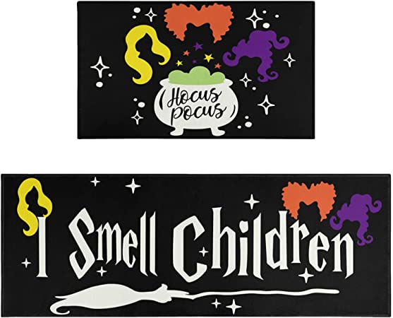 Halloween Kitchen Rug Mat Set of 2 Piece Hocus Pocus Kitchen Mats for Floor Halloween Rugs for Kitchen Doormat Decor Decorations