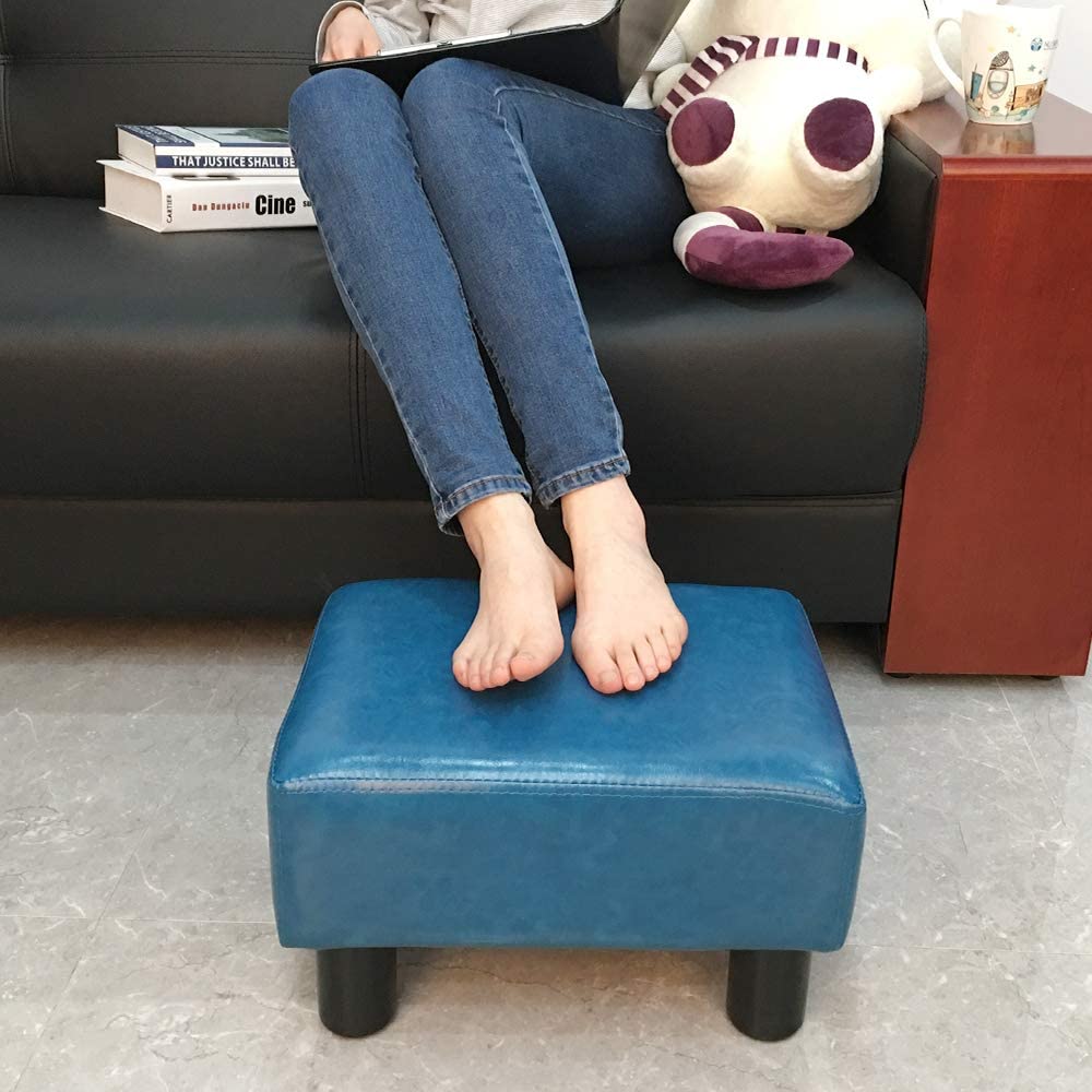 Joveco Small Footstool Ottoman, PU Leather Footrest Square Foot Stool with  Non-Skid Plastic Legs, Modern Pets Step Stool for Couch Desk Office Living  Room