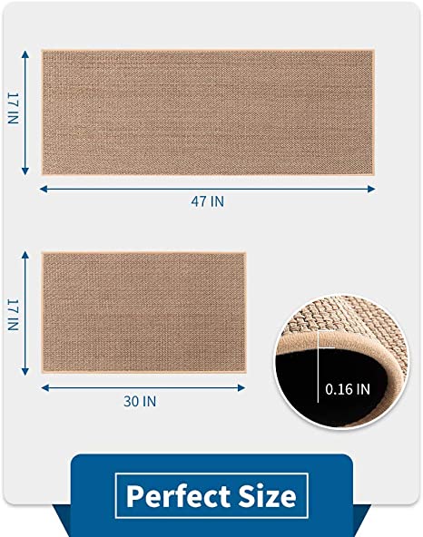 MontVoo Kitchen Rugs and Mats Washable [2 PCS] Non-Skid Natural Rubber Kitchen Mats for Floor Runner Rugs Set for Kitchen Floor Front of Sink, Hallway, Laundry Room 17"x30"+17"x47" (Oats)