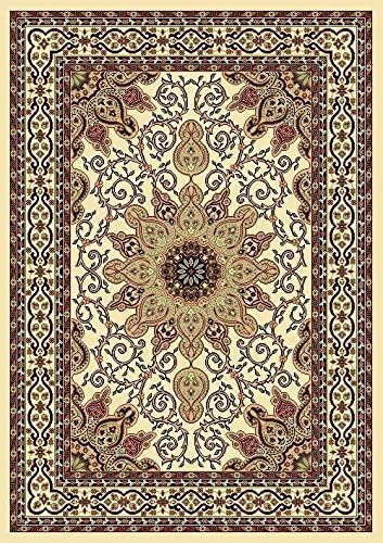 open expanded view  Persian-Rugs Ivory Burgundy 5'2x7'2 Black Isfahan Soft Area Rug