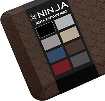 Ninja Brand Premium Floor Comfort Mat, Ergonomically Engineered, Extra Support Floor Pad, Commercial Grade Rug for Kitchen, Gaming, Office Standing Desk Mats, 17x24 Inches, Jet Black