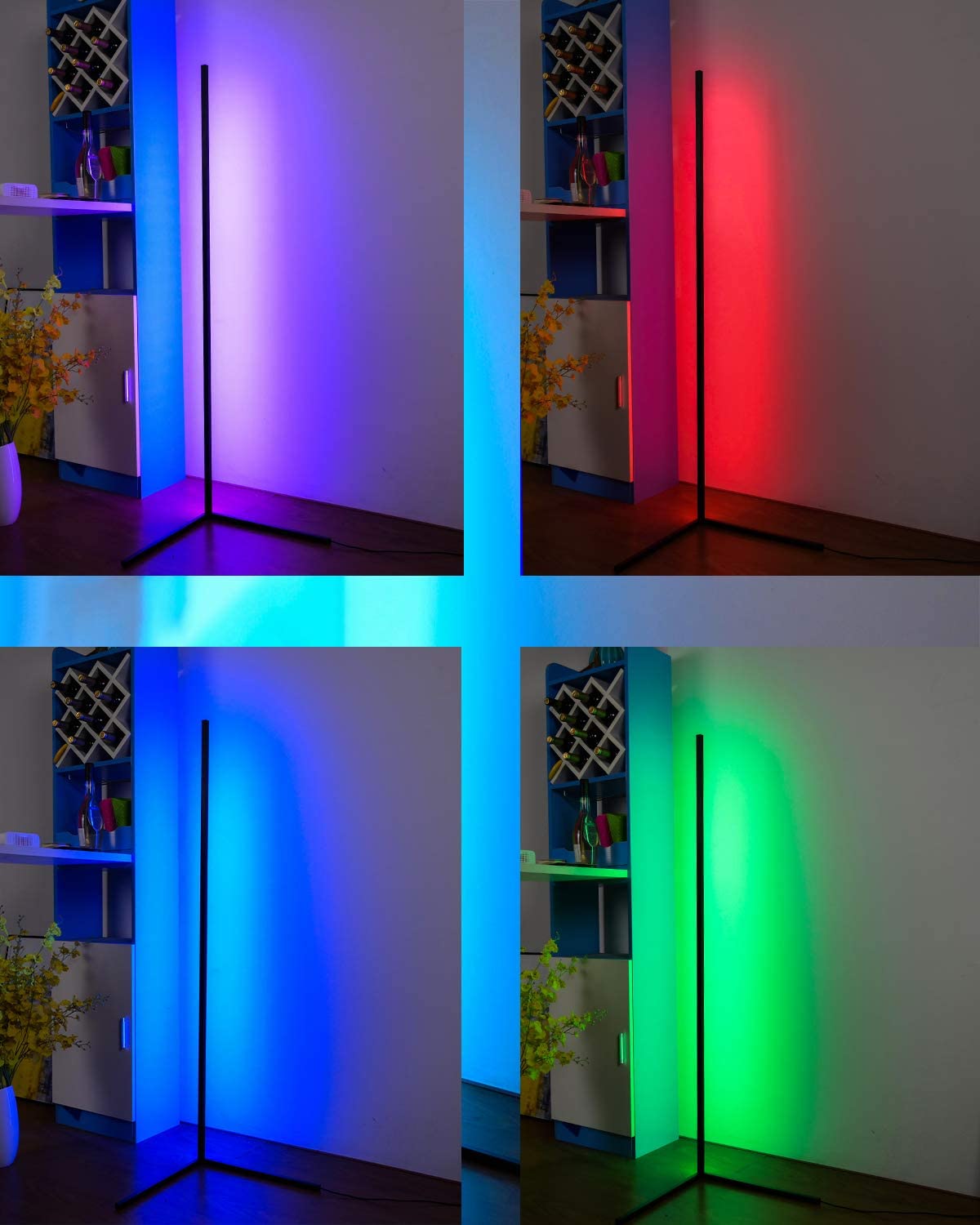 LED RGB Color Changing Mood Lighting, Dimmable Modern Floor Lamp with Remote, 56"