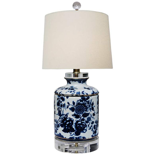 Akeno 17"H Blue and White Jar Table Lamp w/ Crystal Accents