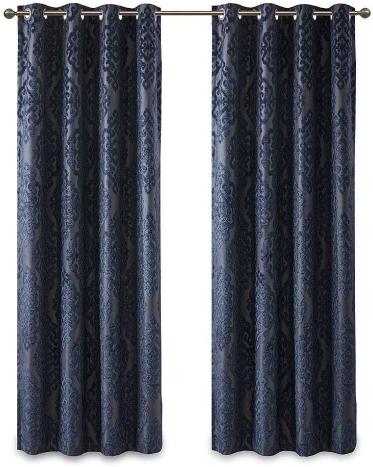 Blackout Curtains For Bedroom Mirage Damask Fabric Grommet, 50X95", 1-Panel Pack