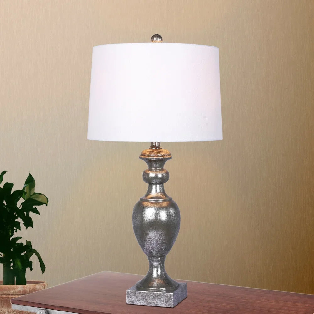 6252AS 28" Textured Resin Urn Table Lamp in Antique Silver Leaf