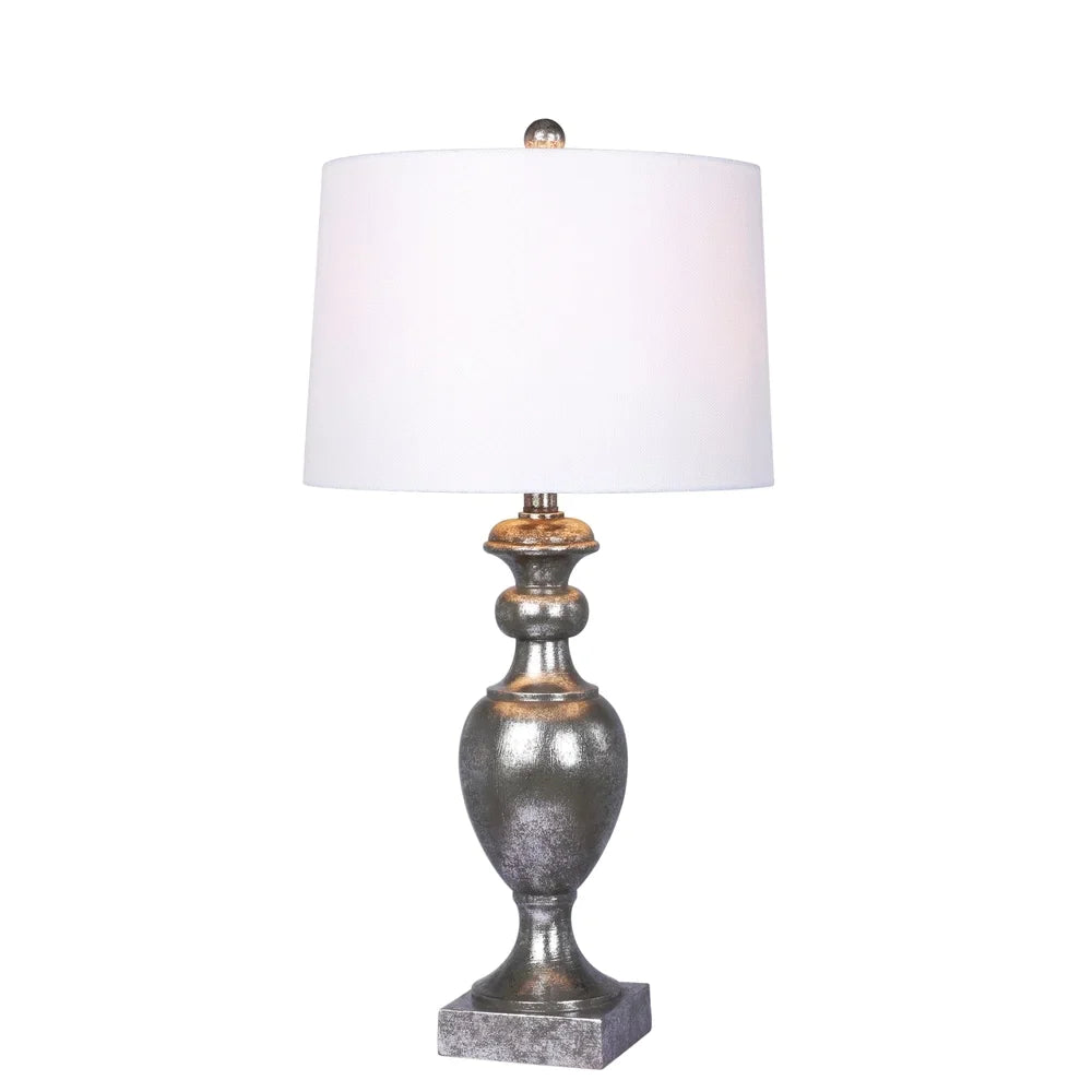 6252AS 28" Textured Resin Urn Table Lamp in Antique Silver Leaf