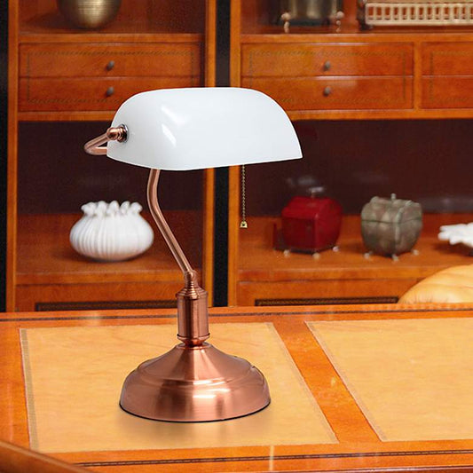 Simple Designs Executive Rose Gold Iron Banker's Desk Lamp