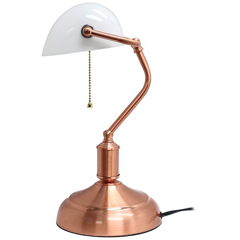 Simple Designs Executive Rose Gold Iron Banker's Desk Lamp