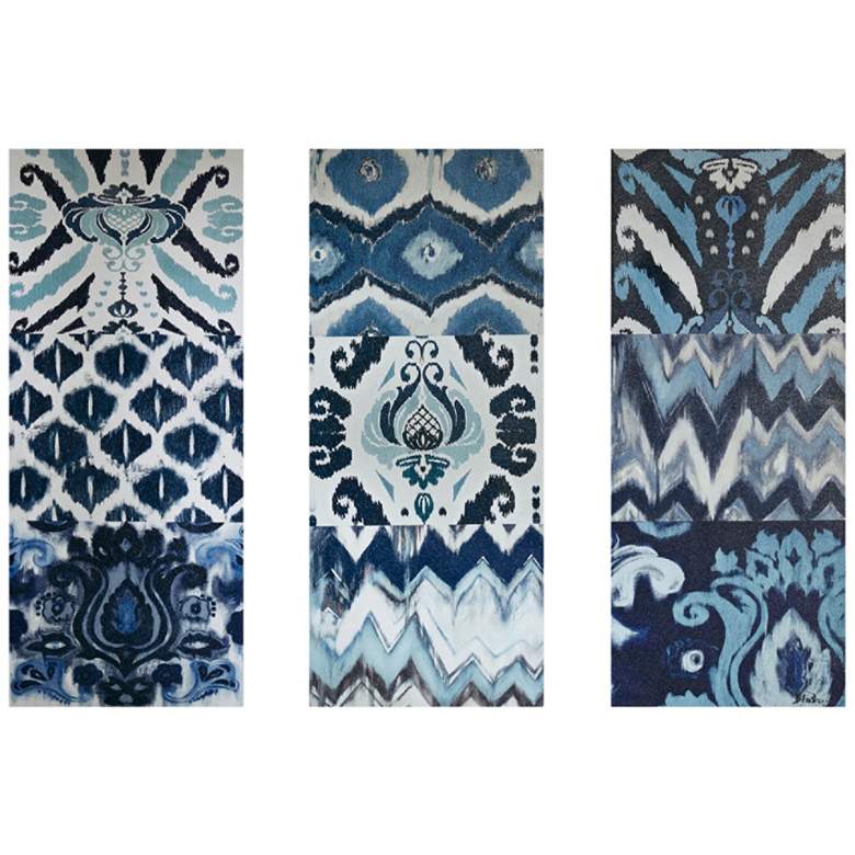 Flourish Ikat 35" High 3-Piece Gel Coat Canvas Wall Art Set