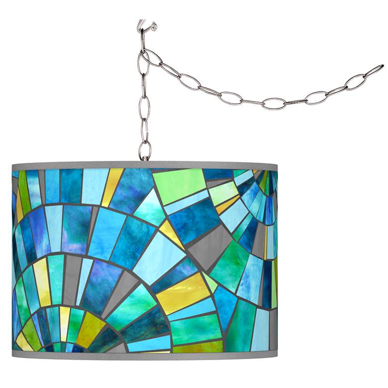 Mosaic Giclee Glow Plug-In Swag Pendant