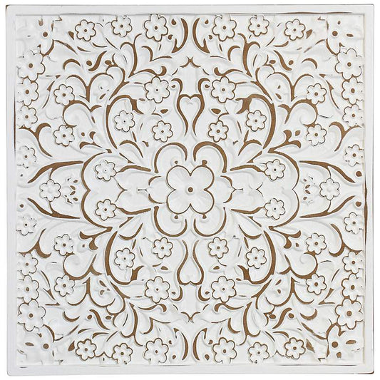 Lara 23" Square Wooden Mandala Plaque Wall Art