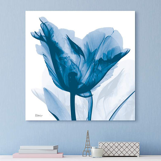 Lusty Blue Tulip 24" Square Tempered Glass Graphic Wall Art