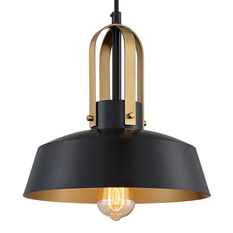 Harmonic 12" Wide Black and Warm Brass Mini Pendant Light