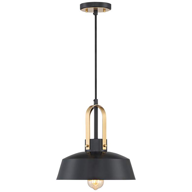 Harmonic 12" Wide Black and Warm Brass Mini Pendant Light