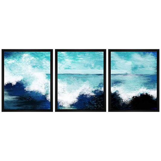 Splashing Waves 3-Piece Framed Canvas Wall Art Set