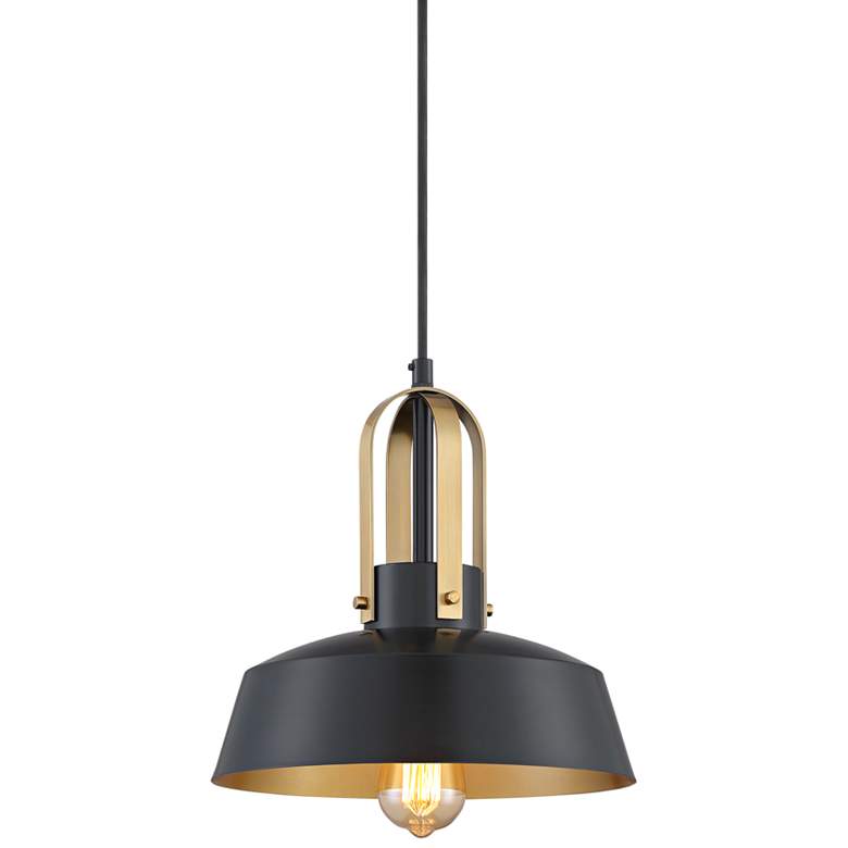 Harmonic 12" Wide Black and Warm Brass Mini Pendant Light